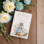 Blue Cowboyl Boot QR Code Registry Baby Shooter Begleitkarte