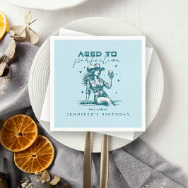 Blue Cowgirl Aged to Perfection Birthday Party Serviette