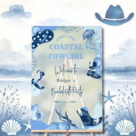 Blue Cowgirl Bachelorette Empfang Party Acrylschild