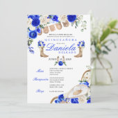 Blue Cowgirl Boots & Ropes Mariachi Quinceañera Einladung (Stehend Vorderseite)
