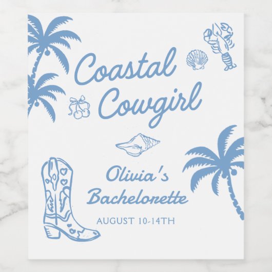 Blue Cowgirl Junggeselinnen-Abschied Weinetikett (Einzelnes Label)