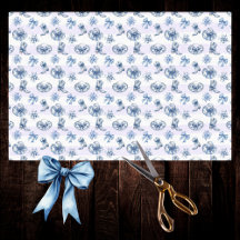 Blue Cowgirl Toile Chinoiserie on Lila Stripes