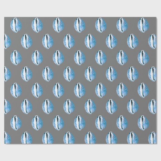 Blue Cowrie Seashells Geschenkpapier (Flach)
