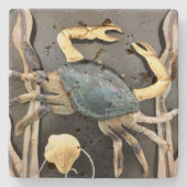 Blue Crab Abstrakt Art Steinuntersetzer (Vorderseite)