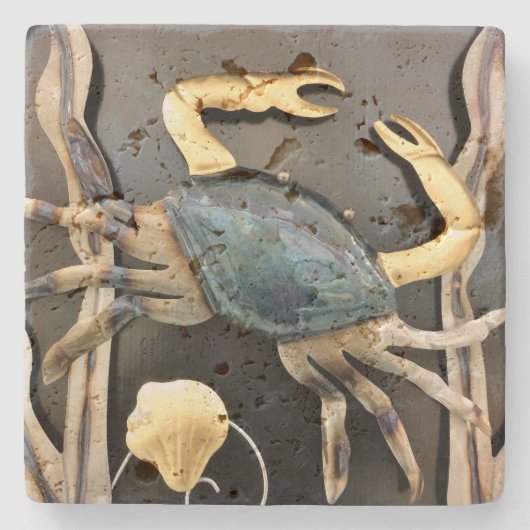 Blue Crab Abstrakt Art Steinuntersetzer (Vorderseite)