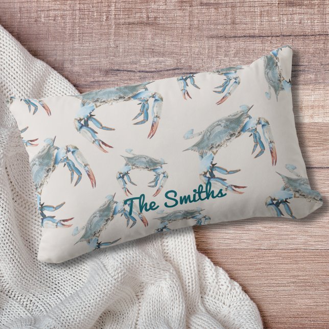 Blue Crab Accent Throw Pillow Lendenkissen (Personalize this Maryland Blue Crab throw pillow for a touch of the Atlantic Caost!)