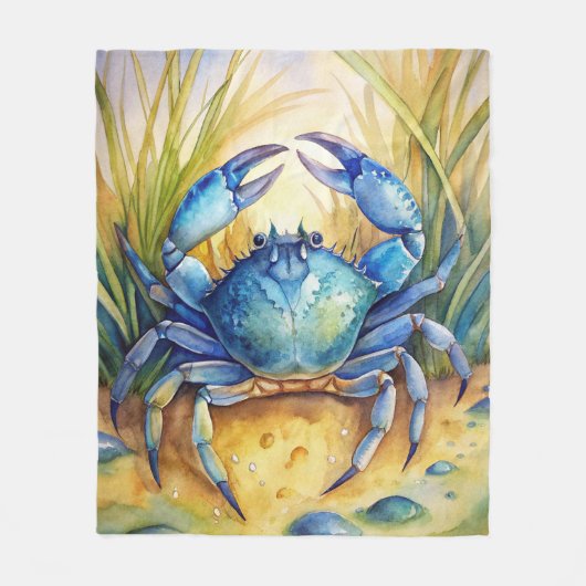 Blue Crab am Strand Fleecedecke (Vorderseite)