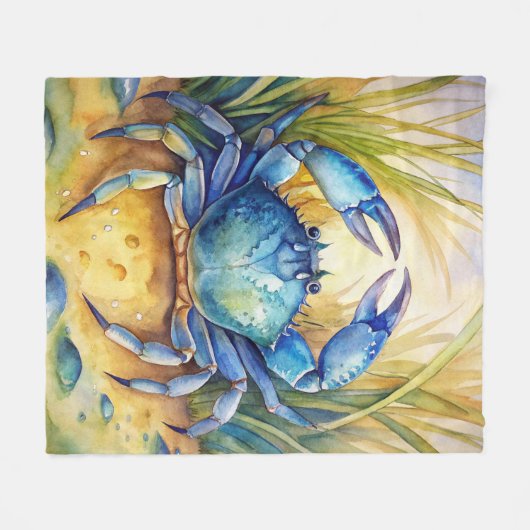 Blue Crab am Strand Fleecedecke (Vorderseite (Horizontal))