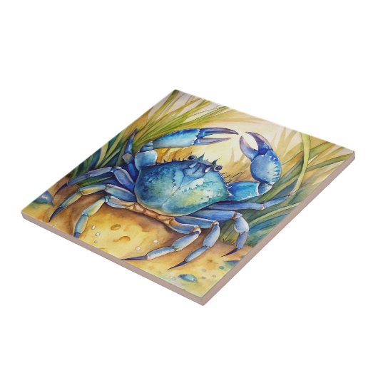 Blue Crab am Strand Fliese (Seite)