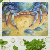 Blue Crab am Strand Geschirrtuch (Gefaltet)