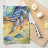 Blue Crab am Strand Geschirrtuch (Viertel Falte)