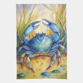 Blue Crab am Strand Geschirrtuch (Vertikal)