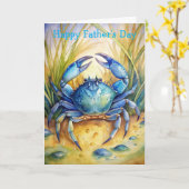 Blue Crab am Strand Karte (Gelbe Blume)
