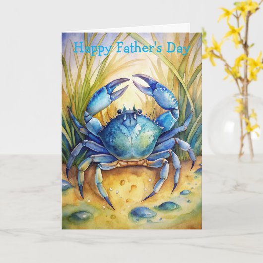 Blue Crab am Strand Karte (Gelbe Blume)