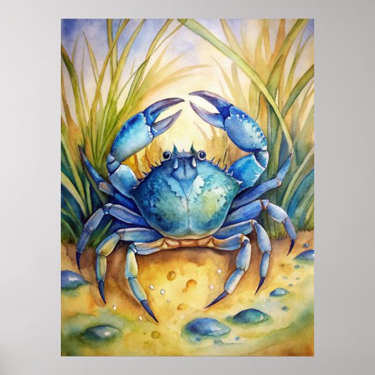 Blue Crab am Strand Poster (Vorne)
