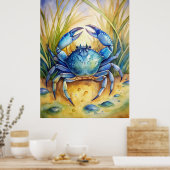 Blue Crab am Strand Poster (Küche)