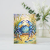 Blue Crab am Strand Postkarte (Stehend Vorderseite)