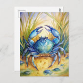 Blue Crab am Strand Postkarte (Vorne/Hinten)