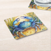 Blue Crab am Strand Rechteckiger Pappuntersetzer (angewinkelt)