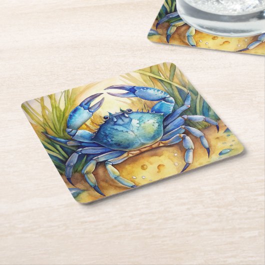 Blue Crab am Strand Rechteckiger Pappuntersetzer (angewinkelt)