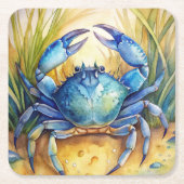 Blue Crab am Strand Rechteckiger Pappuntersetzer (Vorderseite)