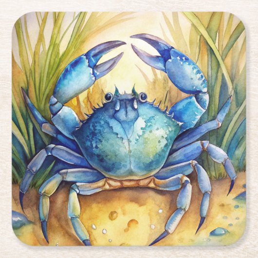Blue Crab am Strand Rechteckiger Pappuntersetzer (Vorderseite)