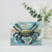 Blue Crab auf Blue Postkarte (Stehend Vorderseite)
