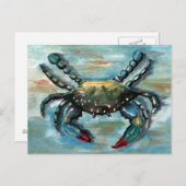 Blue Crab auf Blue Postkarte (Vorne/Hinten)