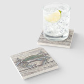 Blue Crab auf Dock Stone Untersetzer (Seitenansicht)