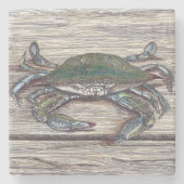 Blue Crab auf Dock Stone Untersetzer (Vorderseite)