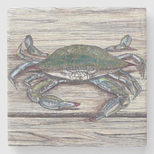 Blue Crab auf Dock Stone Untersetzer (Vorderseite)