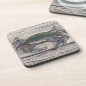 Blue Crab auf Dock Untersetzer Set (Linke Seite)