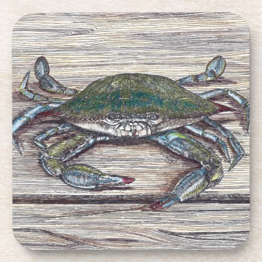 Blue Crab auf Dock Untersetzer Set (Vorderseite)