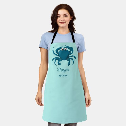 Blue Crab Beach Aqua Küche Schürze (Getragen)