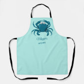 Blue Crab Beach Aqua Küche Schürze (Vorderseite)