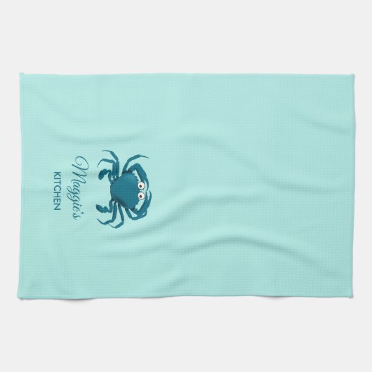 Blue Crab Beach Aqua Küchentuch (Horizontal)