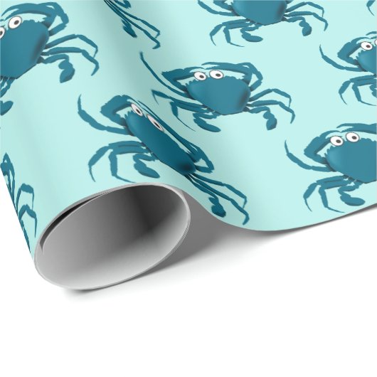 Blue Crab Beach Geschenkpapier Wrap Wrapping Paper (Rolleneckpunkt)