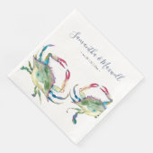 Blue Crab Beach Hochzeit Personalisiert Na Serviette (Ecke)