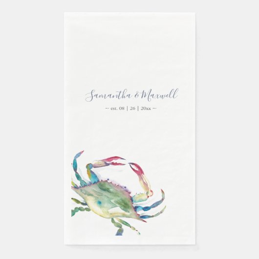 Blue Crab Beach Hochzeit Personalisiert Serviette (Vorderseite)