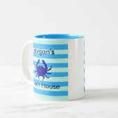Blue Crab Beach House Personalisierte Kaffee Tasse (Vorderseite Links)
