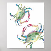 Blue Crab Beach House Watercolor Poster (Vorne)