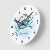 Blue Crab Beach Küste Personalisiert Runde Wanduhr (Winkel)