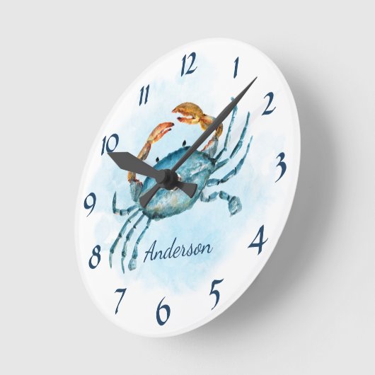 Blue Crab Beach Küste Personalisiert Runde Wanduhr (Winkel)