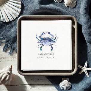 Blue Crab Beach Personalisiertes Brautparty Serviette