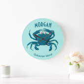 Blue Crab Beach Round Kitchen Clock Große Wanduhr (Zuhause)