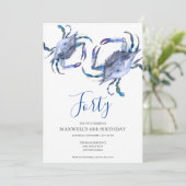 Blue Crab Boil 40. Geburtstag Einladung (Stehend Vorderseite)