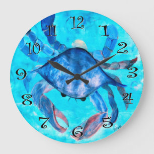 blue crab boil wall clock große wanduhr
