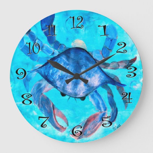 blue crab boil wall clock große wanduhr (Vorderseite)