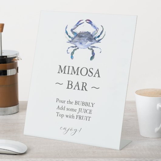 Blue Crab Brautparty Mimosa Bar Sign Sockelschild (In Situ)