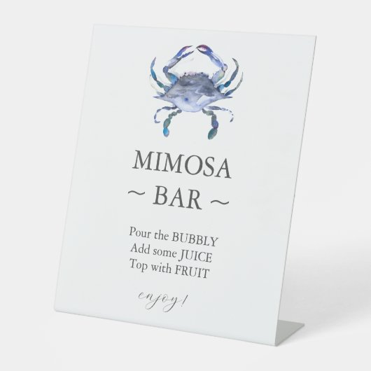 Blue Crab Brautparty Mimosa Bar Sign Sockelschild (Vorderseite)